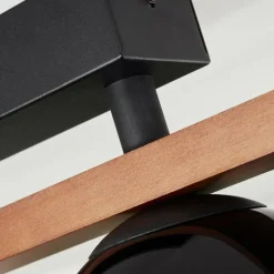 Suspension Verre Fumé-hofstein Plafonnier Chauplane Bois foncé, Noir, 4 lumières