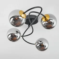 Lampes Art Déco-hofstein Plafonnier Chehalis Laiton, Noir, 4 lumières