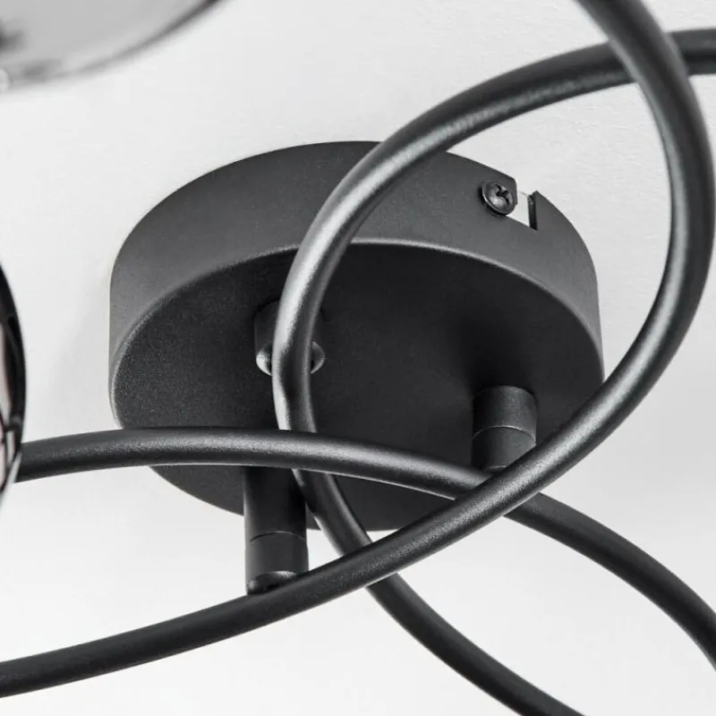 Suspension Verre Fumé-hofstein Plafonnier Chehalis Laiton, Noir, 6 lumières