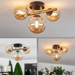 hofstein Plafonnier Chehalis LED Laiton, Noir, 3 lumières