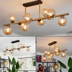 hofstein Plafonnier Chehalis LED Laiton, Noir, 9 lumières