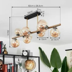 hofstein Plafonnier Chehalis LED Laiton, Noir, 9 lumières