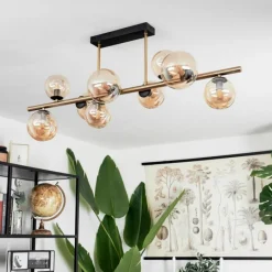 hofstein Plafonnier Chehalis LED Laiton, Noir, 9 lumières