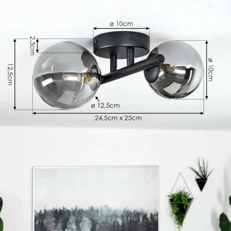 Suspension Verre Fumé-hofstein Plafonnier Chehalis LED Noir, 2 lumières