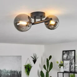 Suspension Verre Fumé-hofstein Plafonnier Chehalis LED Noir, 2 lumières