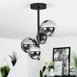 Suspension Verre Fumé-hofstein Plafonnier Chehalis Noir, 4 lumières