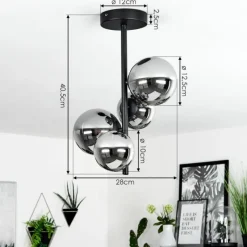Suspension Verre Fumé-hofstein Plafonnier Chehalis Noir, 4 lumières