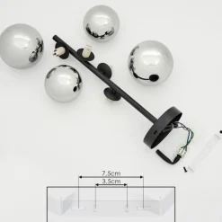 Suspension Verre Fumé-hofstein Plafonnier Chehalis Noir, 4 lumières