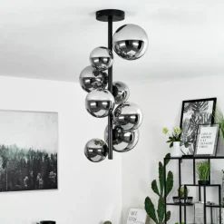Suspension Verre Fumé-hofstein Plafonnier Chehalis Noir, 8 lumières