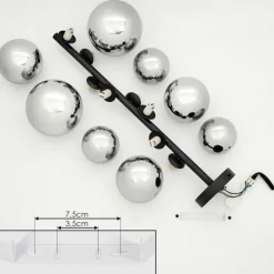 Suspension Verre Fumé-hofstein Plafonnier Chehalis Noir, 8 lumières