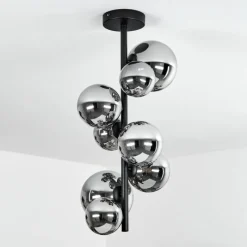 Suspension Verre Fumé-hofstein Plafonnier Chehalis Noir, 8 lumières