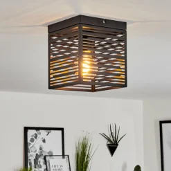 Lampes Industrielles-hofstein Plafonnier Cire Noir, 1 lumière