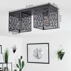 Lampes Industrielles-hofstein Plafonnier Cire Noir, 2 lumières