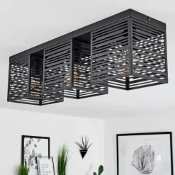 Lampes Industrielles-hofstein Plafonnier Cire Noir, 3 lumières