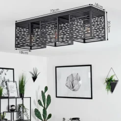 Lampes Industrielles-hofstein Plafonnier Cire Noir, 3 lumières