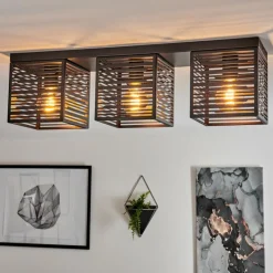 Lampes Industrielles-hofstein Plafonnier Cire Noir, 3 lumières