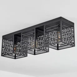 Lampes Industrielles-hofstein Plafonnier Cire Noir, 3 lumières