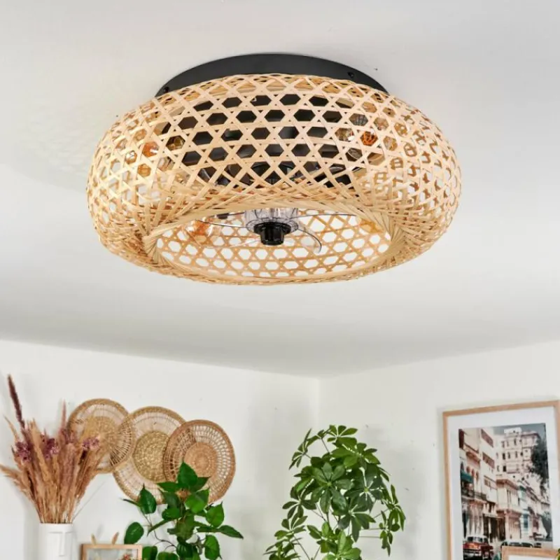 hofstein Plafonnier 50 cm Bauro Noir, 4 lumières, Télécommandes