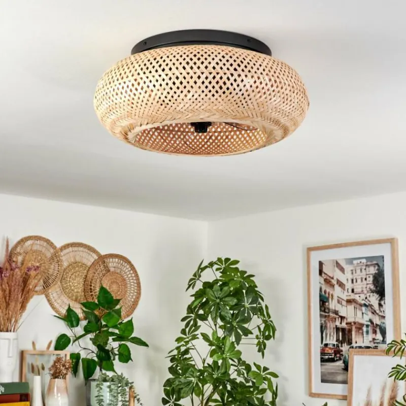 hofstein Plafonnier 50 cm Bauro Noir, 4 lumières, Télécommandes