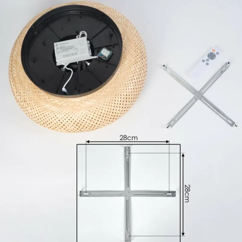 hofstein Plafonnier 50 cm Bauro Noir, 4 lumières, Télécommandes