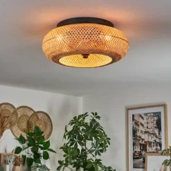 hofstein Plafonnier 50 cm Bauro Noir, 4 lumières, Télécommandes