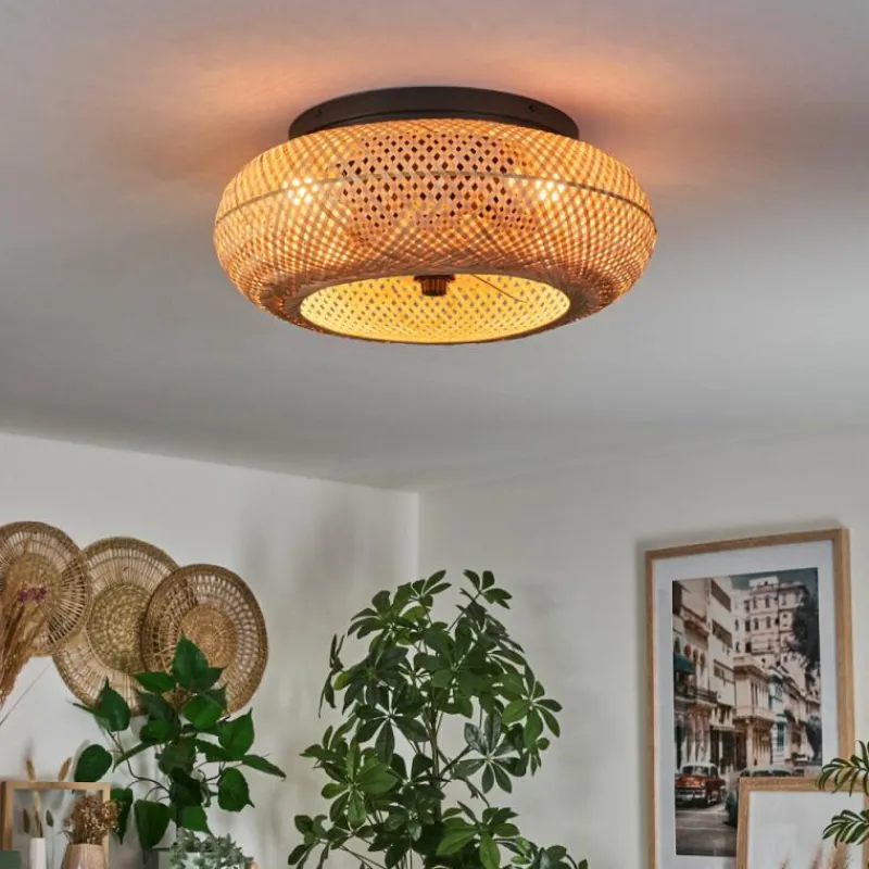 hofstein Plafonnier 50 cm Bauro Noir, 4 lumières, Télécommandes