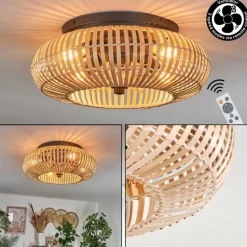 hofstein Plafonnier 50 cm Mulstrand Noir, 4 lumières, Télécommandes