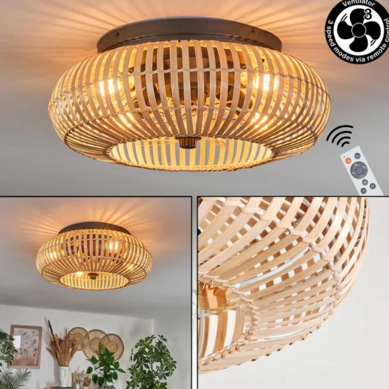 hofstein Plafonnier 50 cm Mulstrand Noir, 4 lumières, Télécommandes