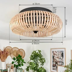 hofstein Plafonnier 50 cm Mulstrand Noir, 4 lumières, Télécommandes