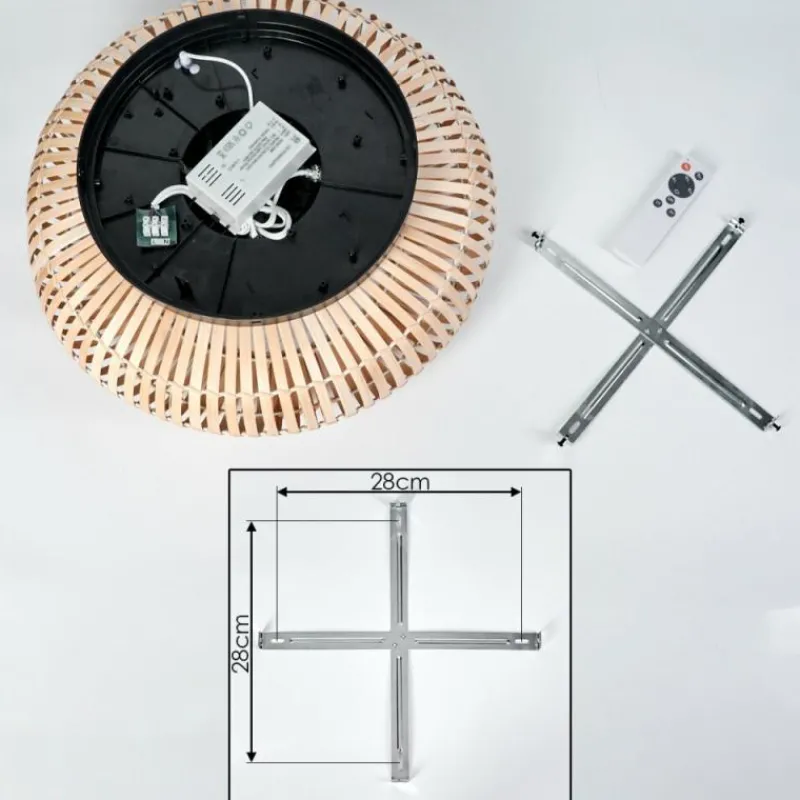 hofstein Plafonnier 50 cm Mulstrand Noir, 4 lumières, Télécommandes