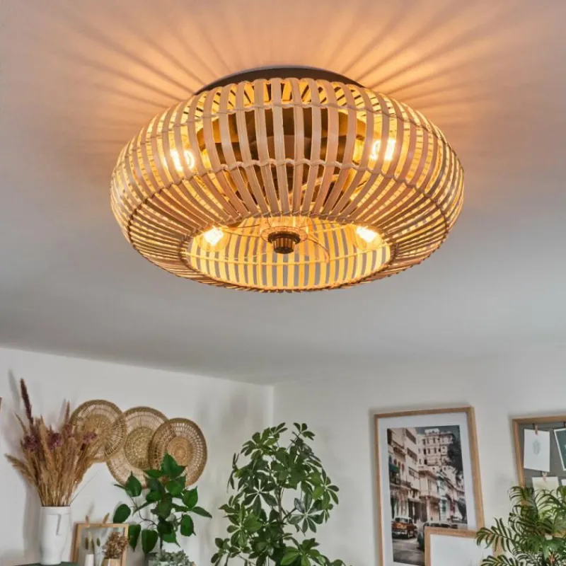 hofstein Plafonnier 50 cm Mulstrand Noir, 4 lumières, Télécommandes