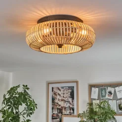 hofstein Plafonnier 50 cm Mulstrand Noir, 4 lumières, Télécommandes