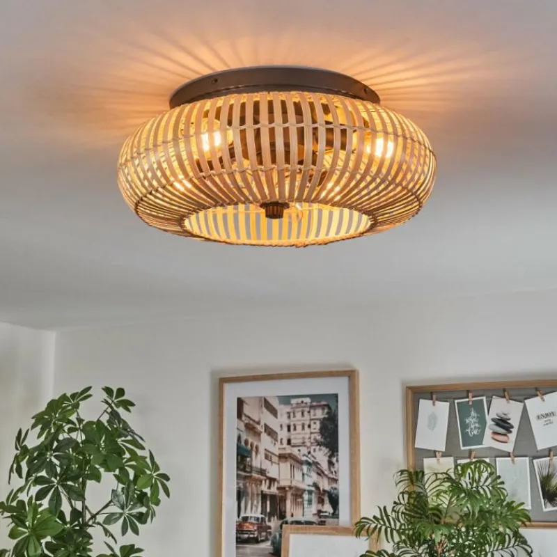 hofstein Plafonnier 50 cm Mulstrand Noir, 4 lumières, Télécommandes