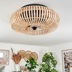 hofstein Plafonnier 50 cm Mulstrand Noir, 4 lumières, Télécommandes