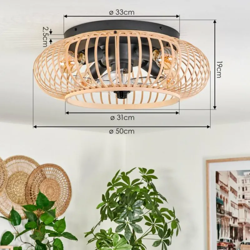 hofstein Plafonnier 50 cm Oravi Noir, 4 lumières, Télécommandes