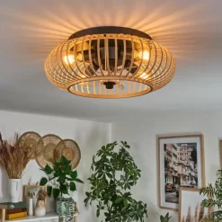 hofstein Plafonnier 50 cm Oravi Noir, 4 lumières, Télécommandes