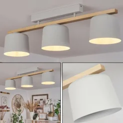 Luminaires Scandinaves-hofstein Plafonnier Combarbala Gris, Bois clair, 3 lumières