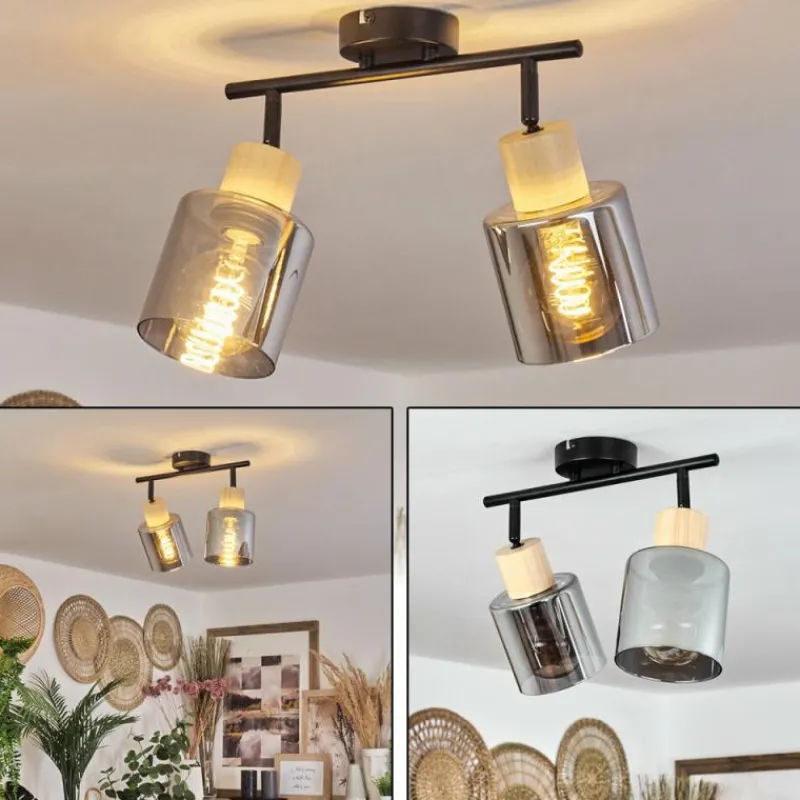 Luminaires Scandinaves-hofstein Plafonnier Covelas Écru, Noir, 2 lumières