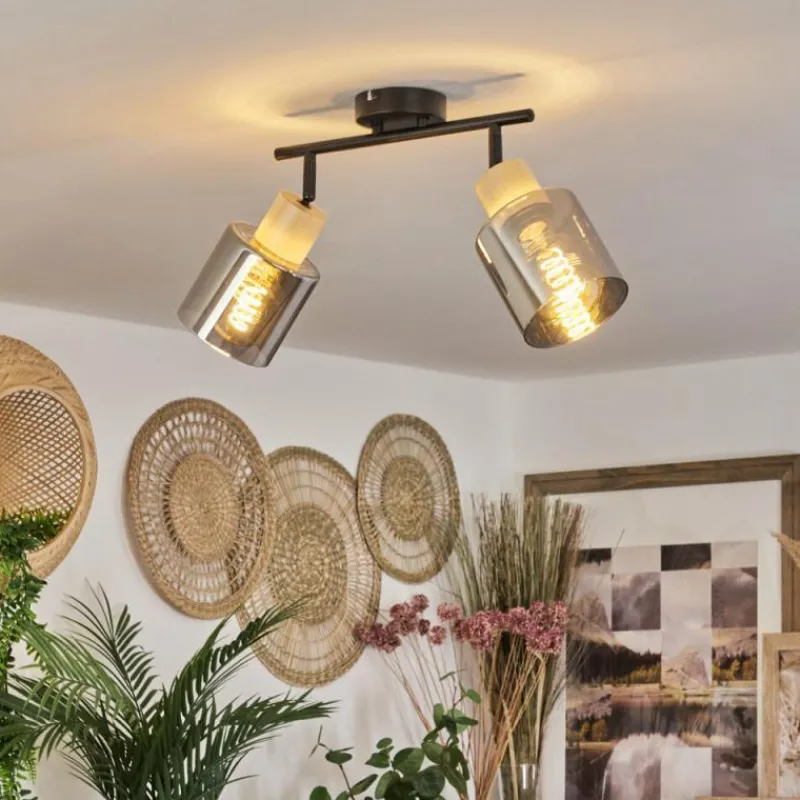 Luminaires Scandinaves-hofstein Plafonnier Covelas Écru, Noir, 2 lumières