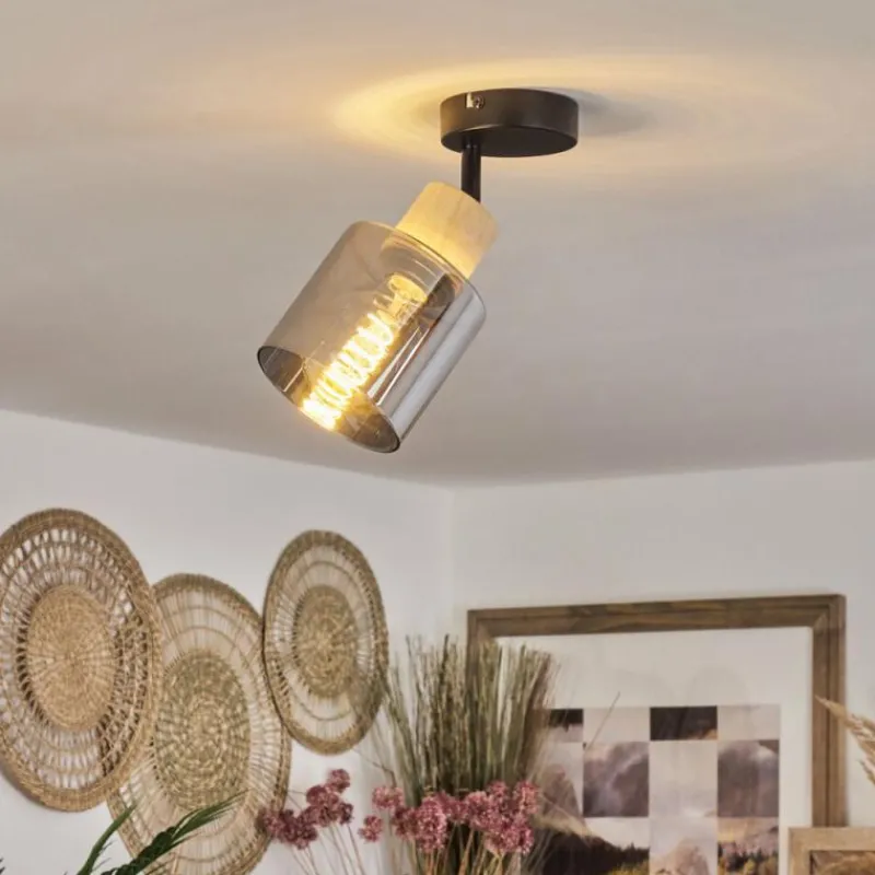 Luminaires Scandinaves-hofstein Plafonnier Covelas Écru, Noir, 1 lumière