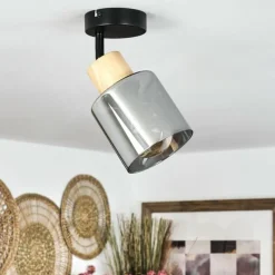 Luminaires Scandinaves-hofstein Plafonnier Covelas Écru, Noir, 1 lumière