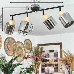 Luminaires Scandinaves-hofstein Plafonnier Covelas Écru, Noir, 4 lumières