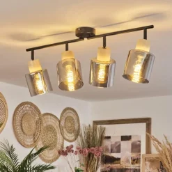 Luminaires Scandinaves-hofstein Plafonnier Covelas Écru, Noir, 4 lumières