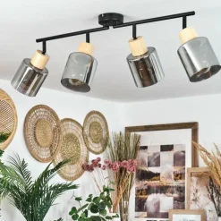 Luminaires Scandinaves-hofstein Plafonnier Covelas Écru, Noir, 4 lumières