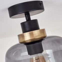 Suspension Verre Fumé-hofstein Plafonnier Curveira Bronze, Noir, 1 lumière