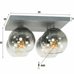 Suspension Verre Fumé-hofstein Plafonnier Eidanger Anthracite, 4 lumières
