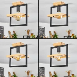 Luminaires Scandinaves-hofstein Plafonnier Espenel Bois clair, Noir, 1 lumière