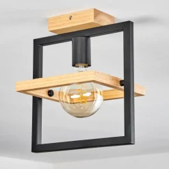 Luminaires Scandinaves-hofstein Plafonnier Espenel Bois clair, Noir, 1 lumière