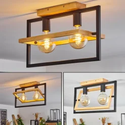 Luminaires Scandinaves-hofstein Plafonnier Espenel Bois clair, Noir, 2 lumières