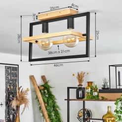 Luminaires Scandinaves-hofstein Plafonnier Espenel Bois clair, Noir, 2 lumières